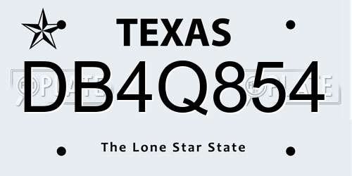 DB4Q854 Texas License Plate