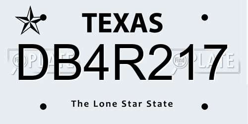 DB4R217 Texas License Plate