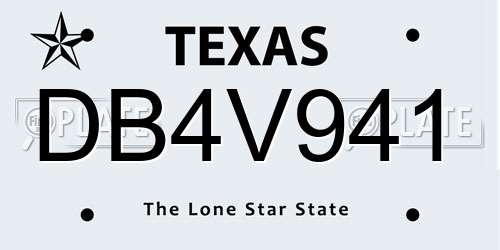 DB4V941 Texas License Plate