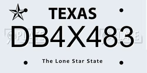 DB4X483 Texas License Plate