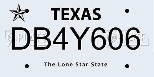 DB4Y606 Texas License Plate