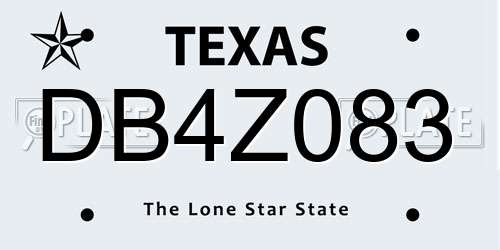 DB4Z083 Texas License Plate