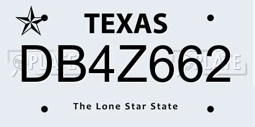 DB4Z662 Texas License Plate