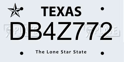 DB4Z772 Texas License Plate