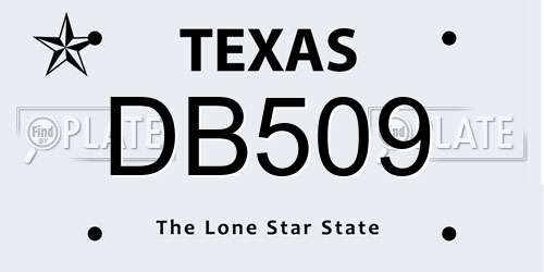 DB509 Texas License Plate