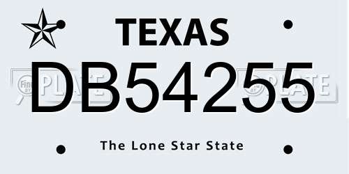 DB54255 Texas License Plate