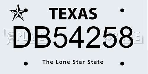 DB54258 Texas License Plate