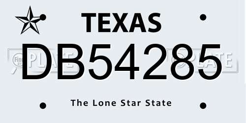 DB54285 Texas License Plate