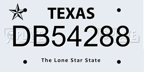 DB54288 Texas License Plate