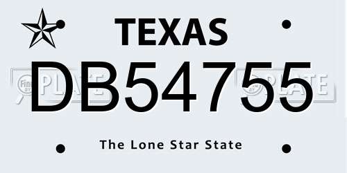 DB54755 Texas License Plate