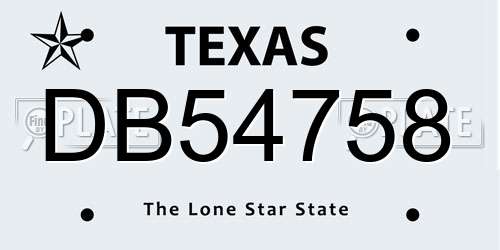 DB54758 Texas License Plate