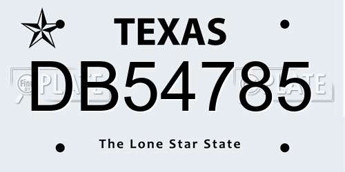 DB54785 Texas License Plate