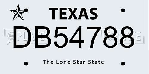 DB54788 Texas License Plate