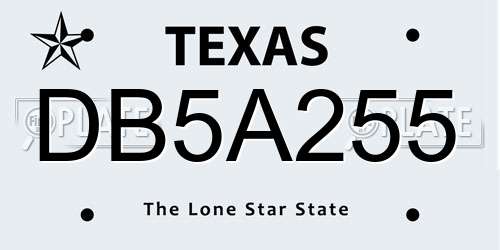 DB5A255 Texas License Plate