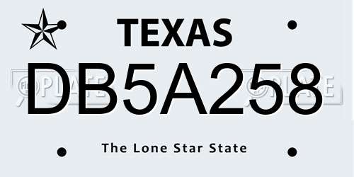 DB5A258 Texas License Plate