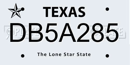 DB5A285 Texas License Plate