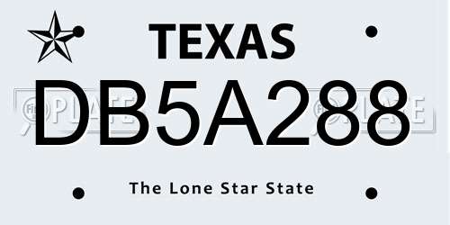 DB5A288 Texas License Plate