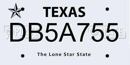 DB5A755 Texas License Plate
