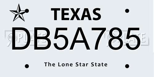 DB5A785 Texas License Plate