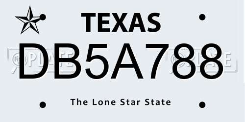 DB5A788 Texas License Plate