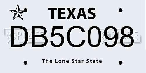 DB5C098 Texas License Plate