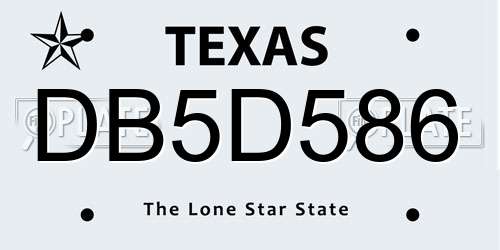 DB5D586 Texas License Plate