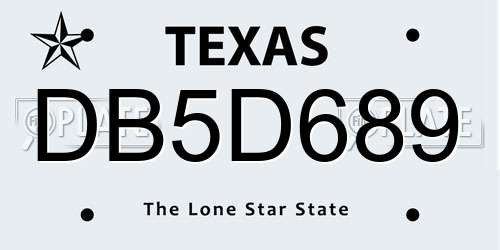 DB5D689 Texas License Plate