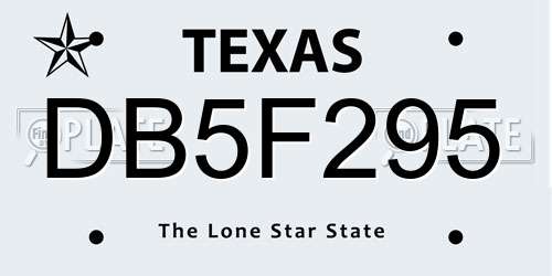 DB5F295 Texas License Plate