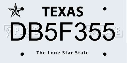 DB5F355 Texas License Plate