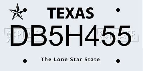 DB5H455 Texas License Plate