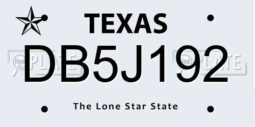 DB5J192 Texas License Plate