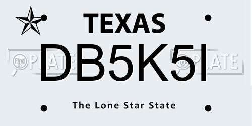 DB5K5I Texas License Plate