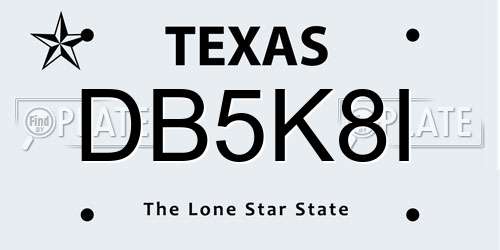 DB5K8I Texas License Plate