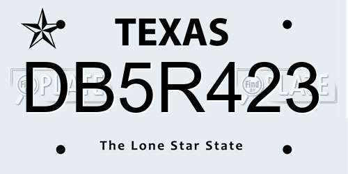 DB5R423 Texas License Plate