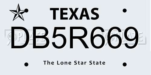 DB5R669 Texas License Plate