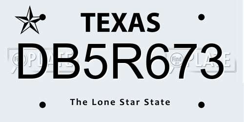 DB5R673 Texas License Plate