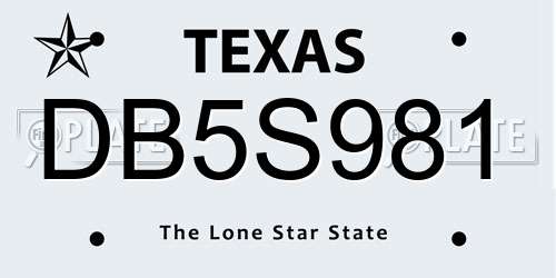DB5S981 Texas License Plate