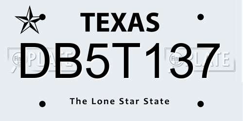 DB5T137 Texas License Plate