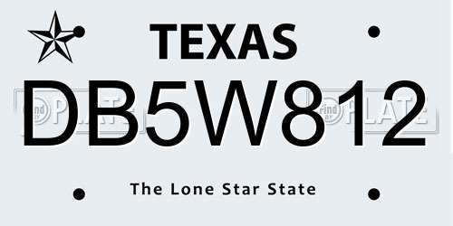 DB5W812 Texas License Plate