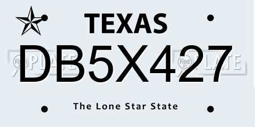 DB5X427 Texas License Plate