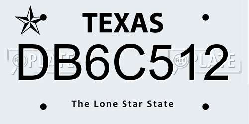 DB6C512 Texas License Plate