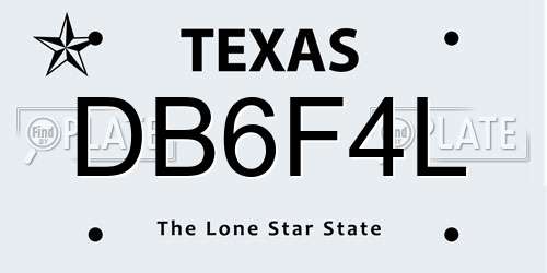 DB6F4L Texas License Plate