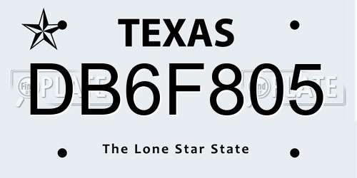 DB6F805 Texas License Plate