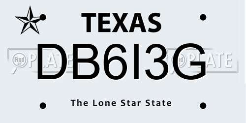 DB6I3G Texas License Plate