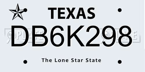 DB6K298 Texas License Plate
