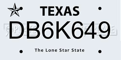 DB6K649 Texas License Plate