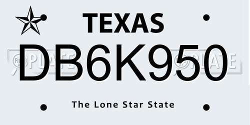 DB6K950 Texas License Plate