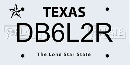 DB6L2R Texas License Plate
