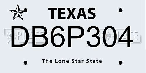 DB6P304 Texas License Plate