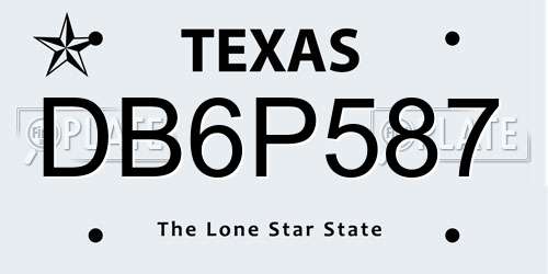 DB6P587 Texas License Plate